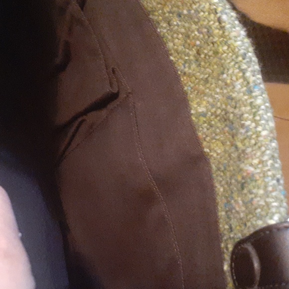 VTG Ann Taylor Loft Woman's Wool Blend Handbag Moss Green/Chocolate Purse EUC - Picture 9 of 9